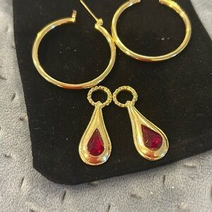 Red Teardrop Crystals for Hoop Earrings-Boutique